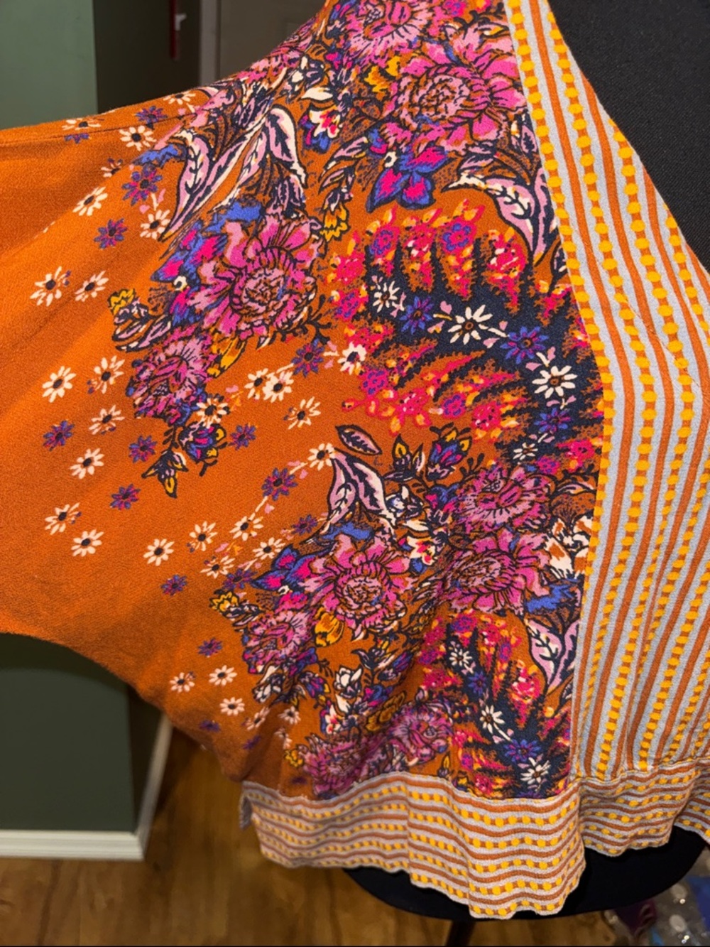 Free People Mix N Match Boho Floral Kimono Blouse Sz XL - Picture 3 of 9